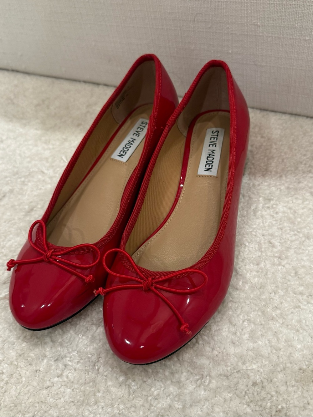 Red Patent Low Block Heel Pump - Women's